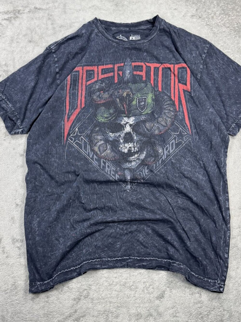 Affliction Operator Distressed Stone Wash Skull Snake T-Shirt XL Grunge Skater